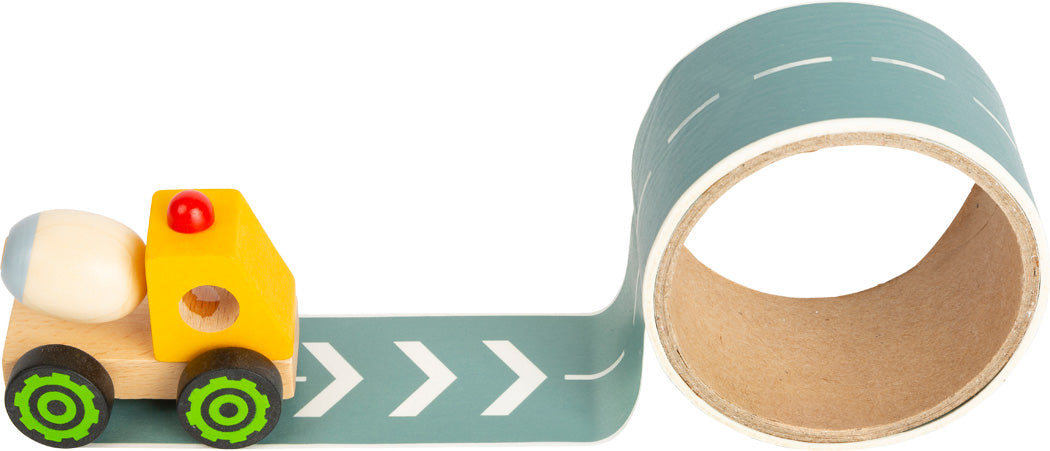 Set: Holzauto mit Straßenklebeband