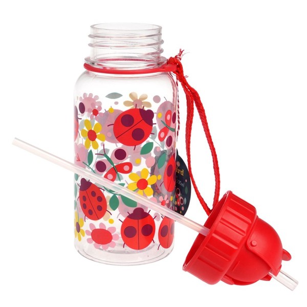 Trinkflasche mit Strohhalm Ladybug