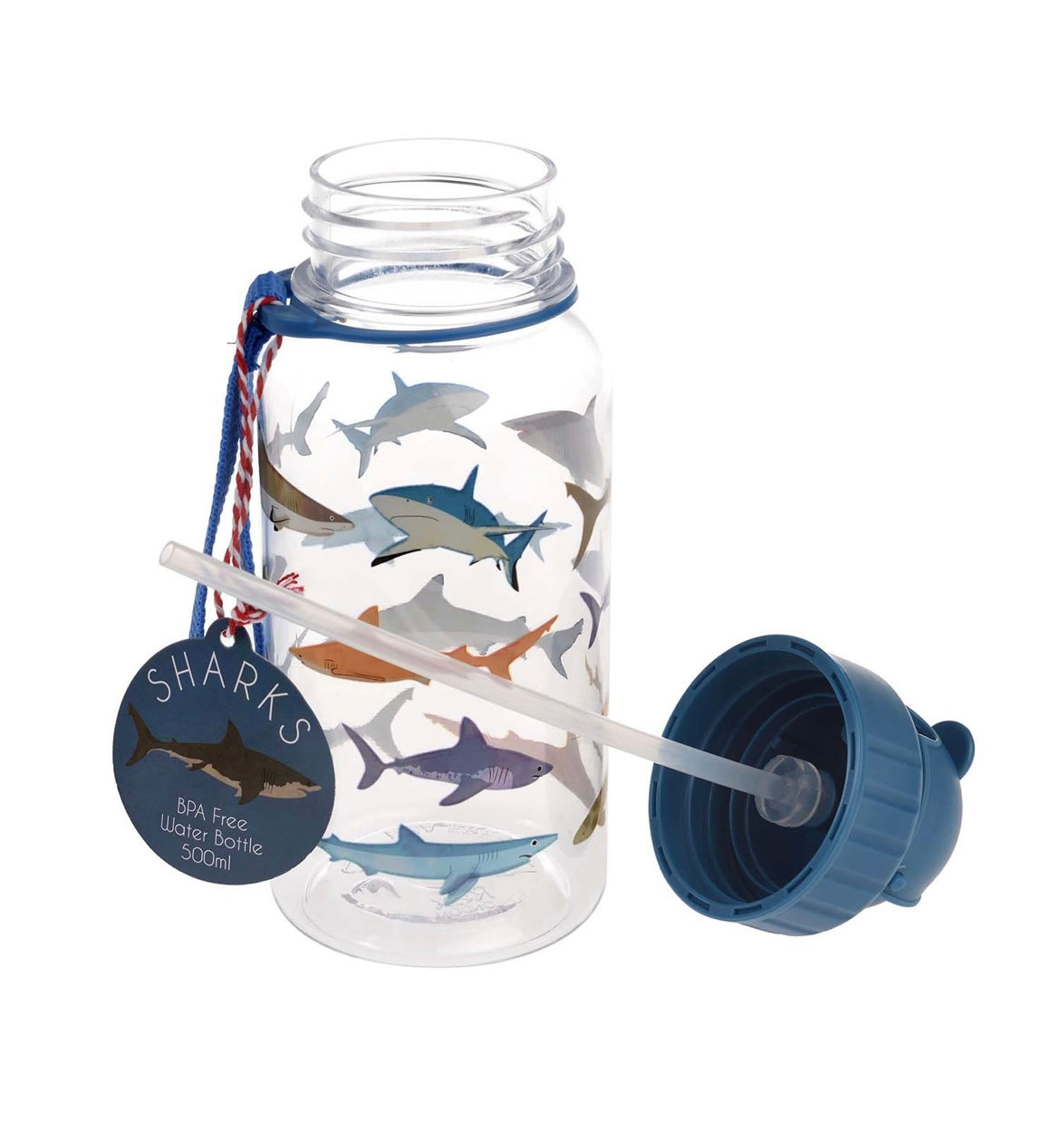 Trinkflasche mit Strohhalm Sharks