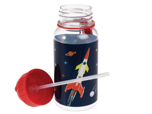 Trinkflasche mit Strohhalm Space