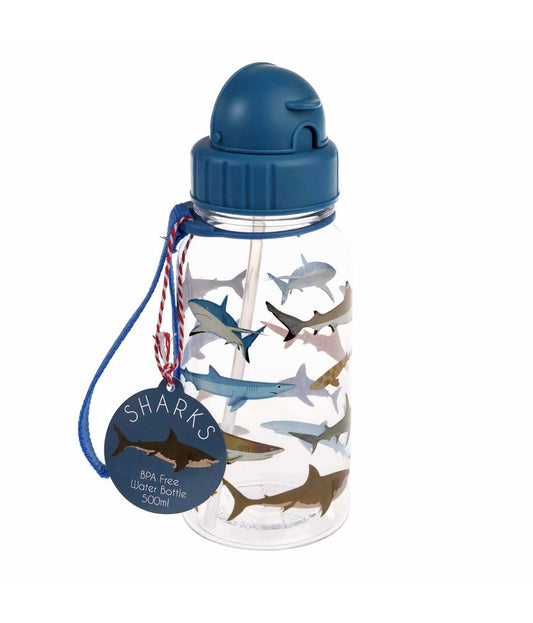 Trinkflasche mit Strohhalm Sharks